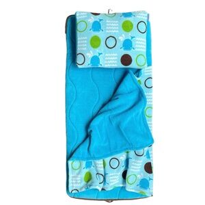 Roll-Up Aquatopia Blue Whales Memory Foam Fleece Nap Mat + Pillow Sleeping Bag